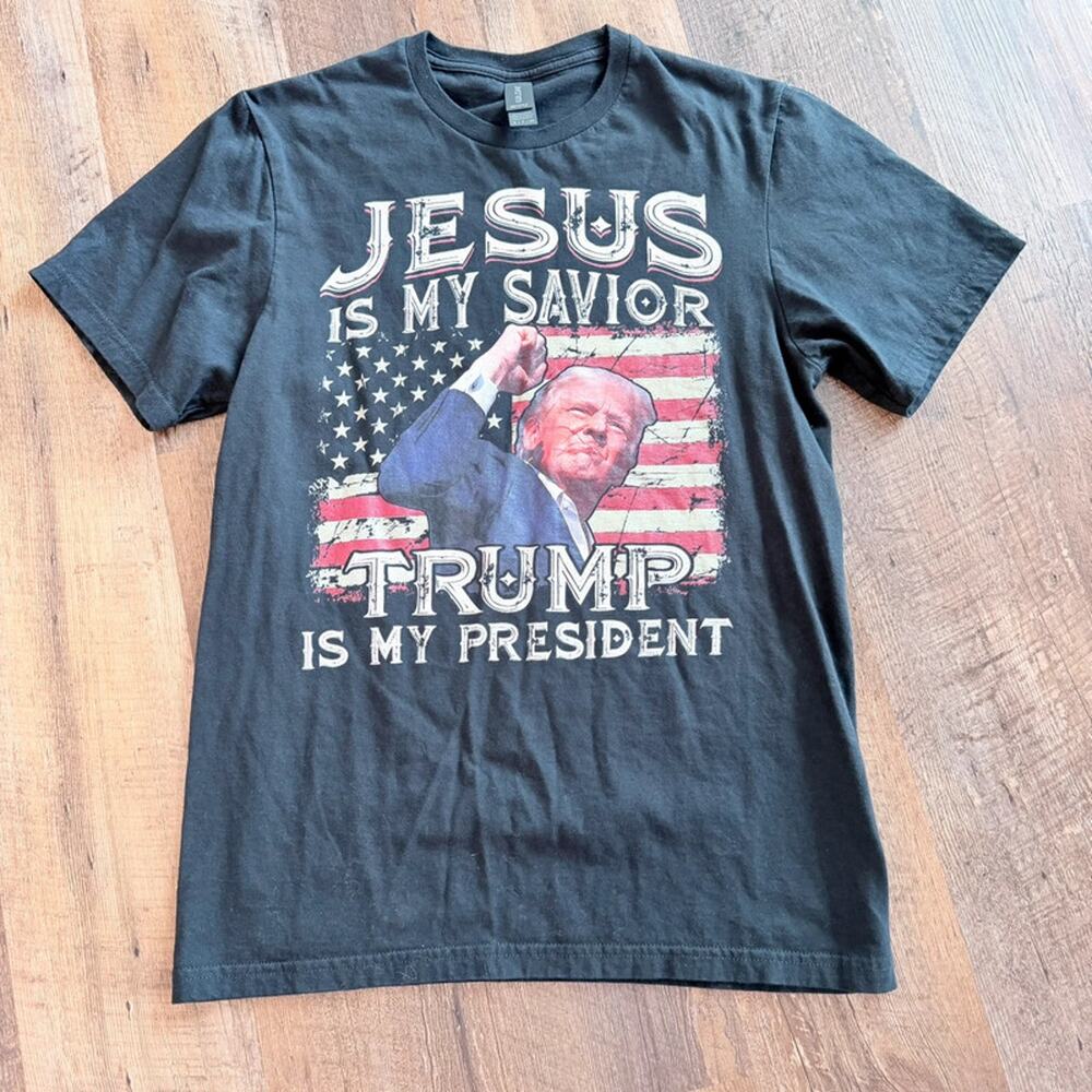 Gildan Black Graphic Tee Small Jesus Trump Shirt